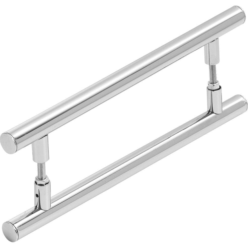 Puxador Porta Pivotante Madeira Vidro 50 cm Alumínio Redondo