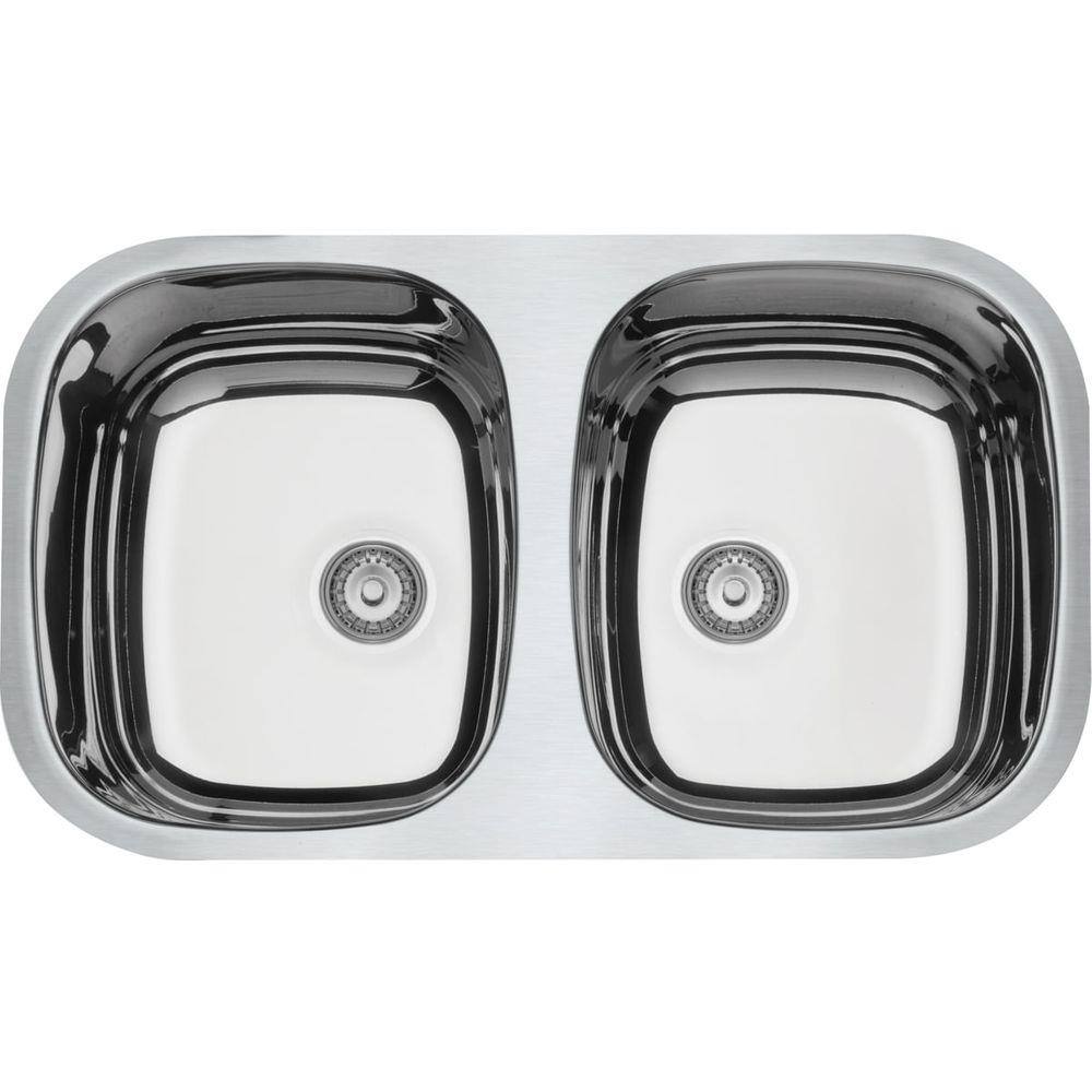 Cuba de embutir Tramontina Isis 2C 34 BL Prime em Aço Inox Alto Brilho 72 x 40 cm com válvula Tramontina