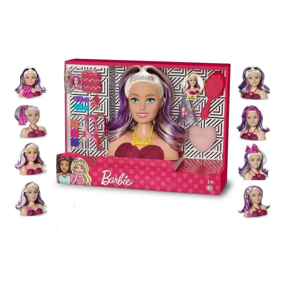 Boneca Barbie Busto - Maquiagem e Cabelo - Pupee - 1265