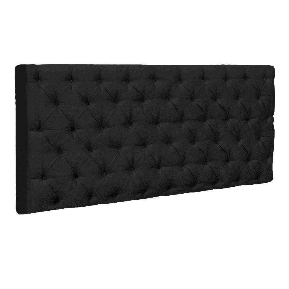 Cabeceira Painel Cristal para Cama Box Casal 2,00 m Suede Preto 1302 - D`Rossi