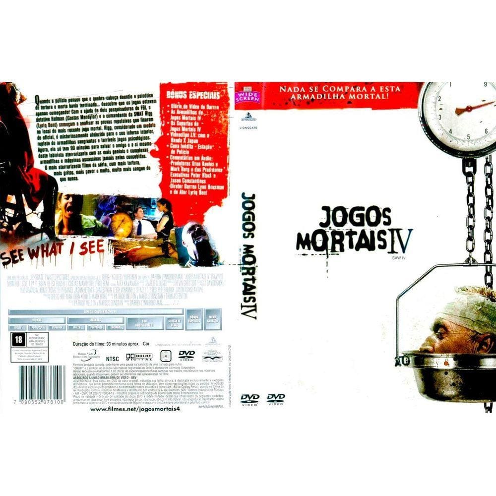 DVD JOGOS MORTAIS 3 - QUE OS JOGOS RECOMECEM / TERROR