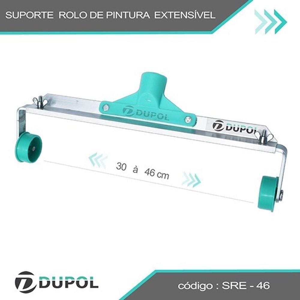 Suporte Rolo de Pintura Garfo Duplo Extensível 30 à 46 cm
