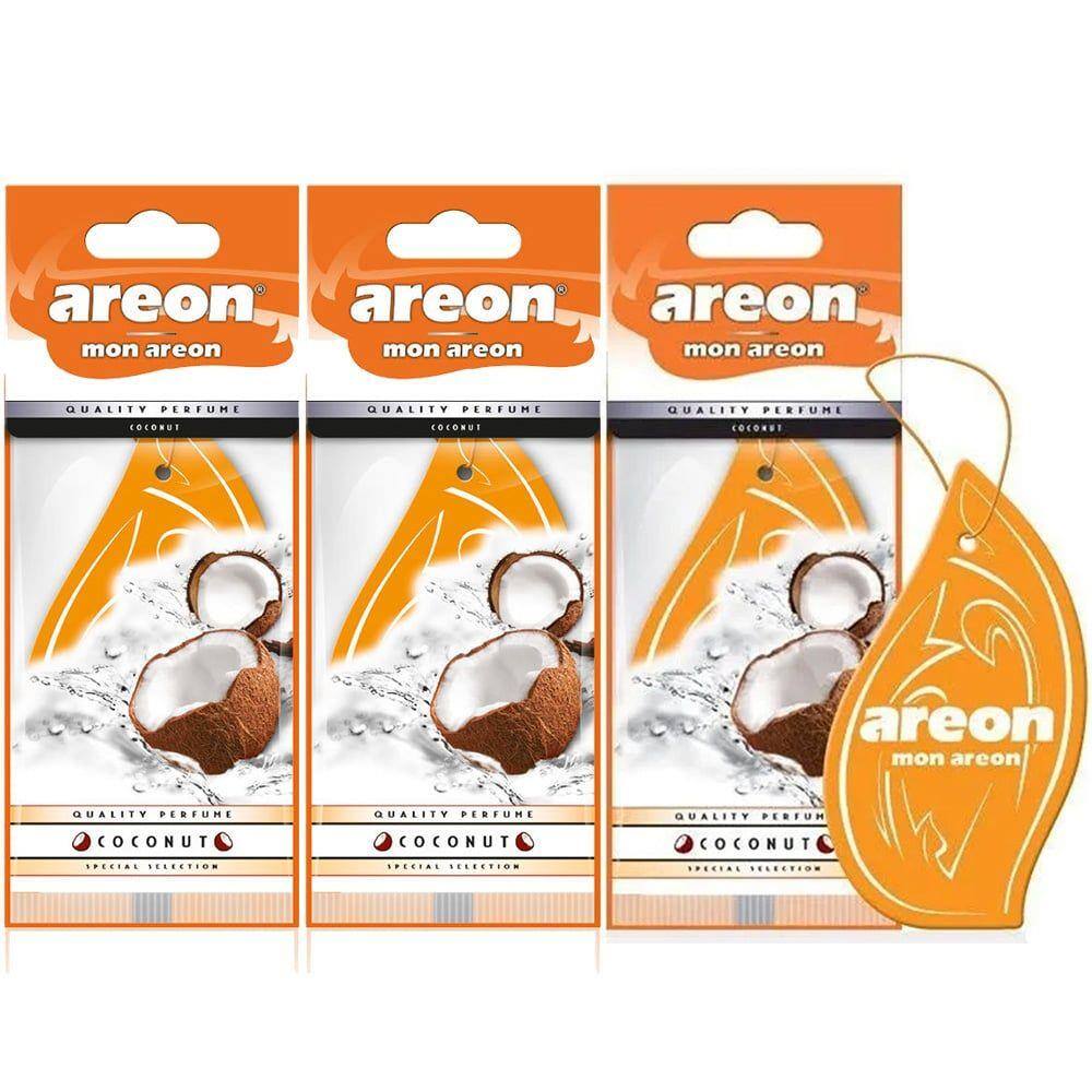 3 Perfumes Pra Carro Cheirinho Aromatizador Areon Coconut