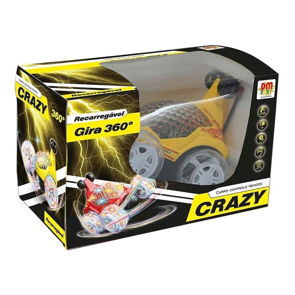 Carro De Controle Remoto Crazy Recarregavel Amarelo - DmToys
