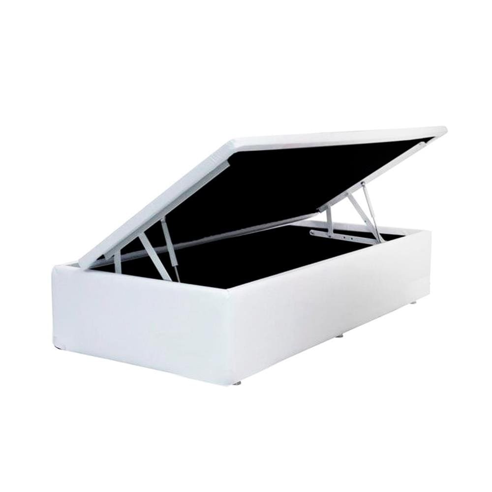 Baú Box Solteiro - eShop Casa - Couro Branco