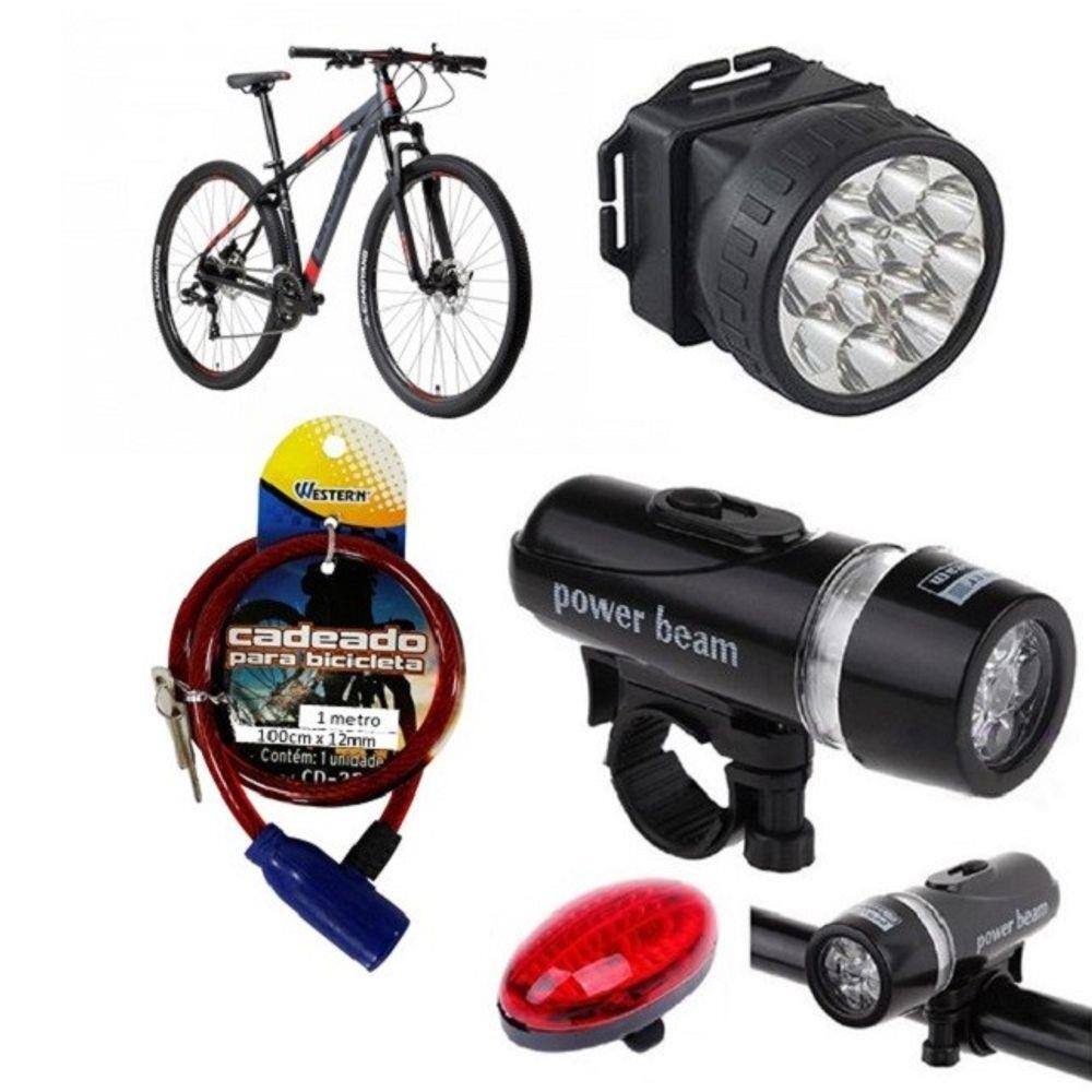 Kit Segurança Bicicleta Lanterna Luz Capacete Cadeado | Extra
