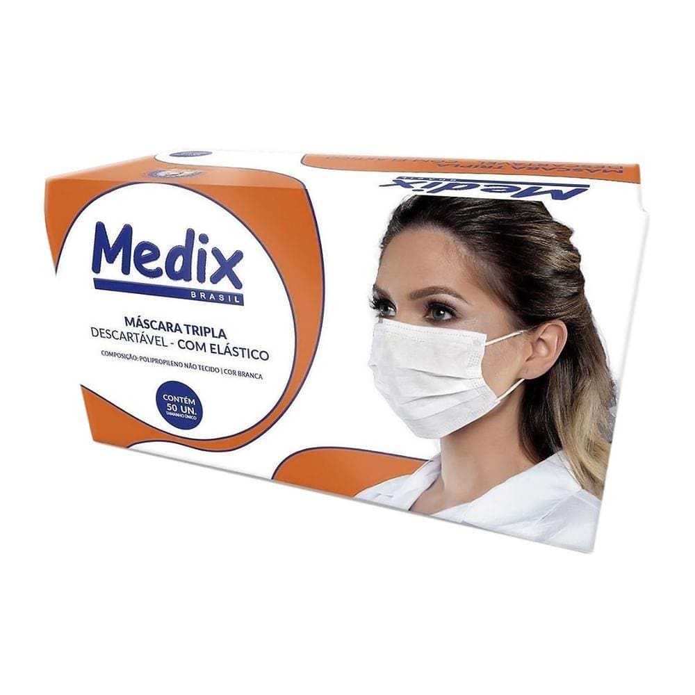 Máscara Descartável Medix Tripla com Elástico 50 Unidades
