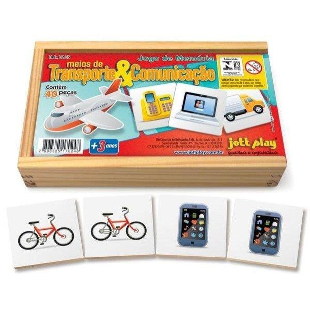 Jogo De Memória Meios Transportes 40 Peças Jottplay