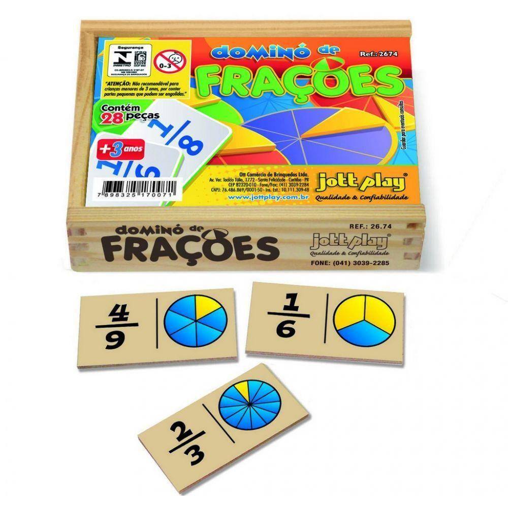 Brinquedo Educativo Dominó De Frações 28 Peças - Jottplay