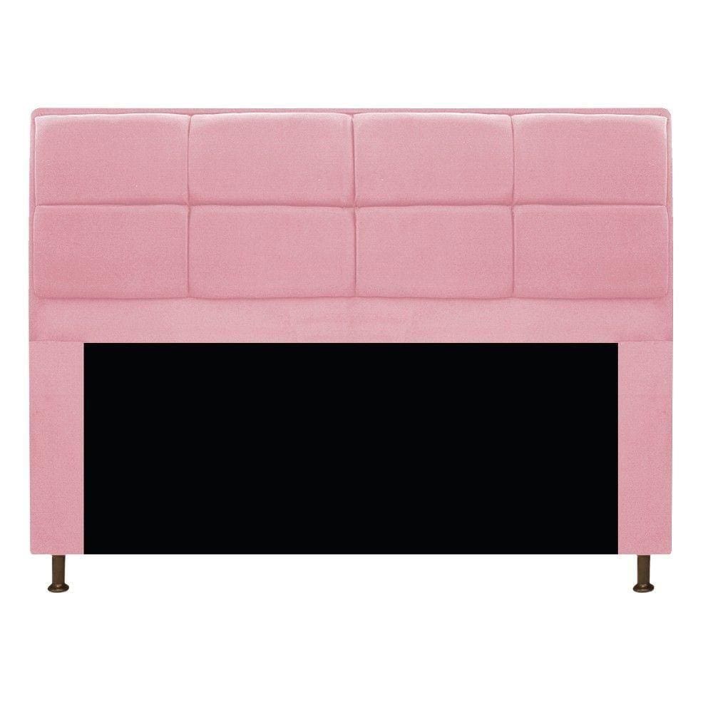 Cabeceira Munique 140cm Casal Suede Rosa Bebê Adj Decor