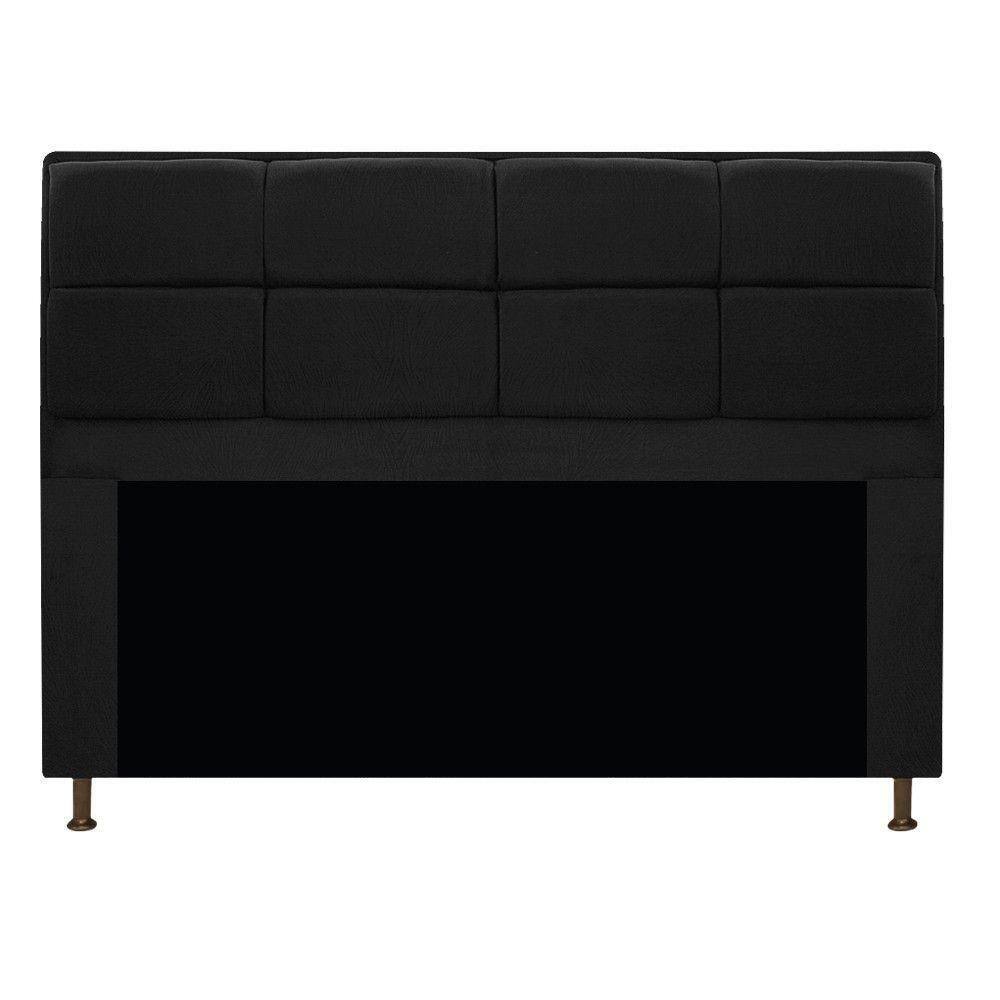 Cabeceira Munique 140cm Casal Suede Preto Adj Decor
