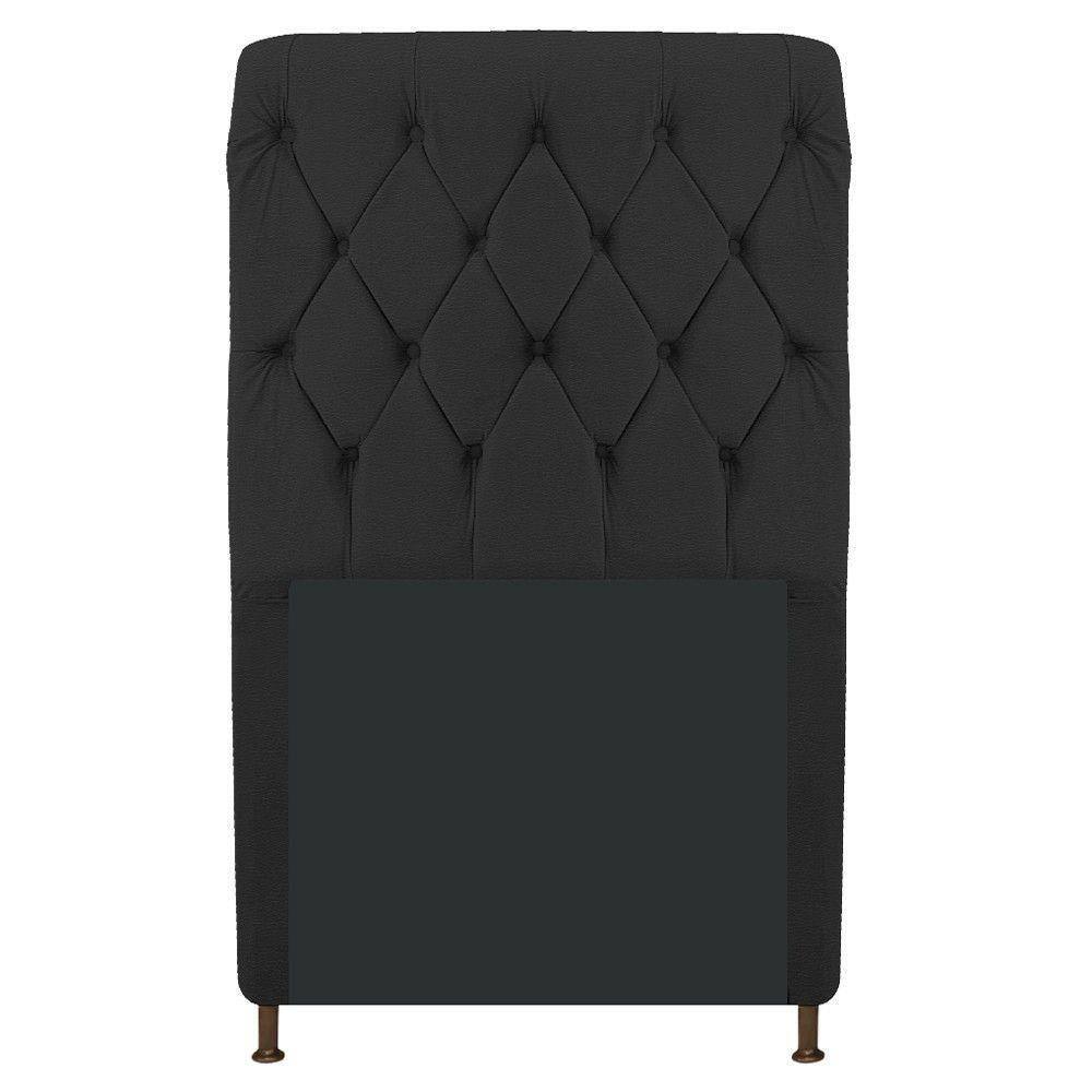 Cabeceira Estofada Cristal 100cm Solteiro Preto