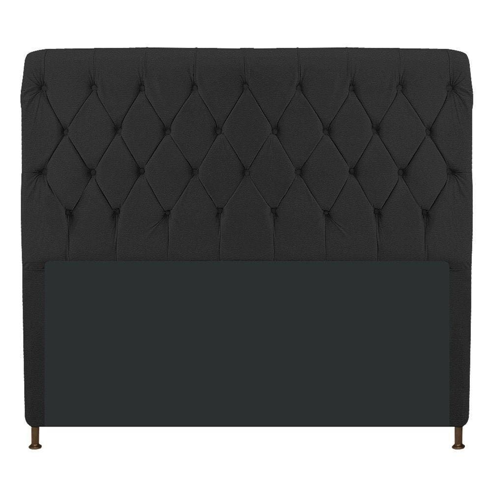 Cabeceira Estofada Cristal 140cm Casal Preto Adj Decor