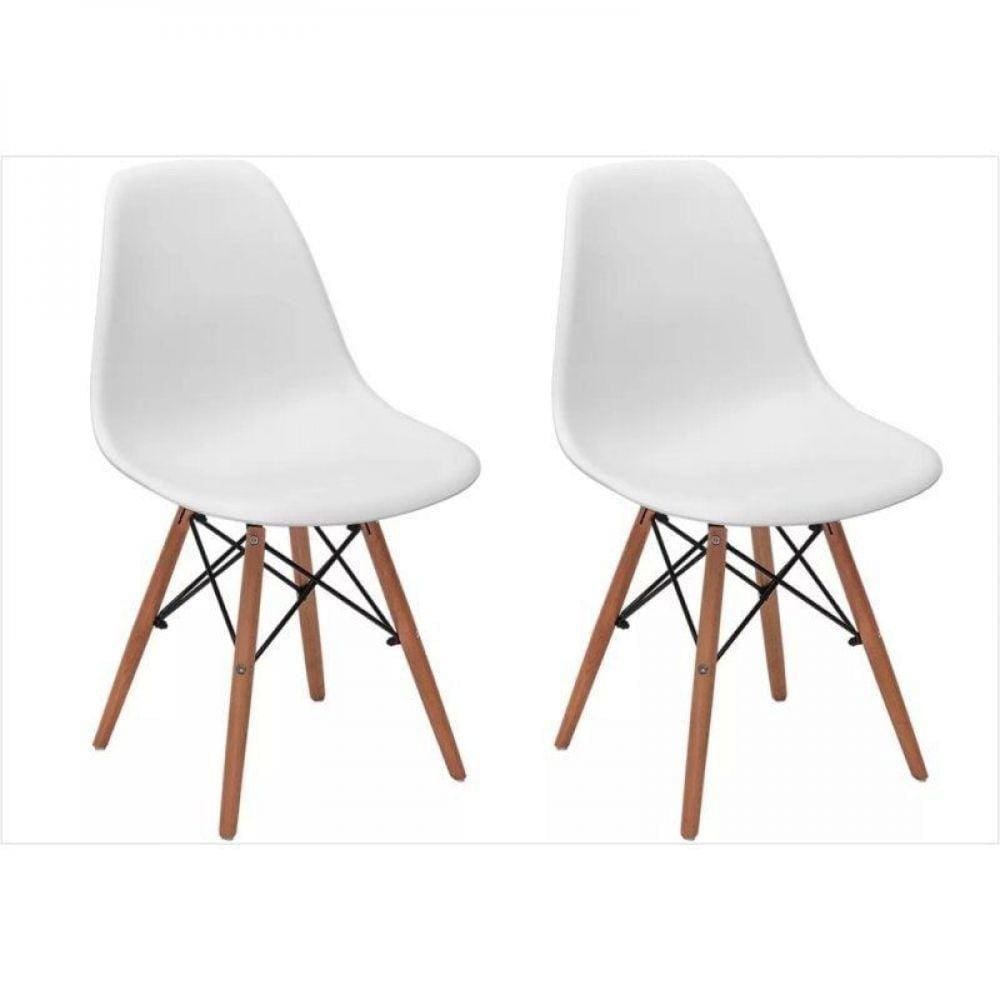 Kit 02 Cadeiras Eiffel Charles Eames Abs Base De Madeira Dsw