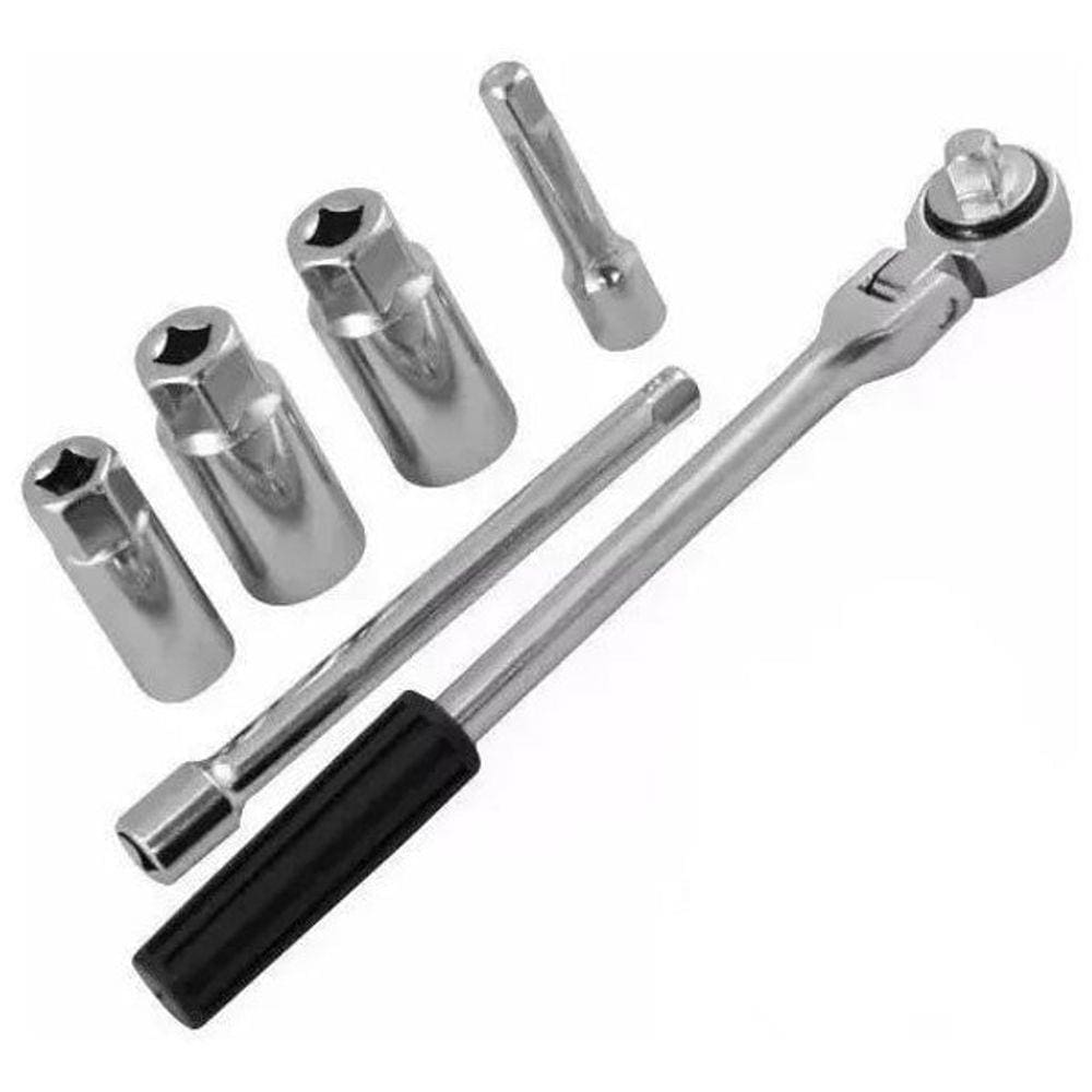 Jogo De Chave Para Vela Com Catraca Com Soquete 16+19+21Mm