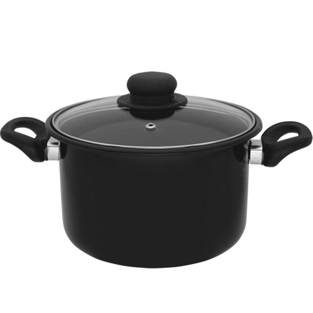Caçarola - Panela Esmaltada Tampa Vidro Alças Laterais