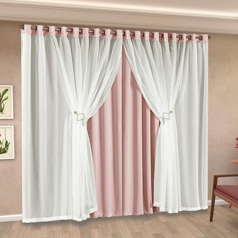 Cortina Moscou Rosê 5,40m x 2,70m altura - Varão até 4m