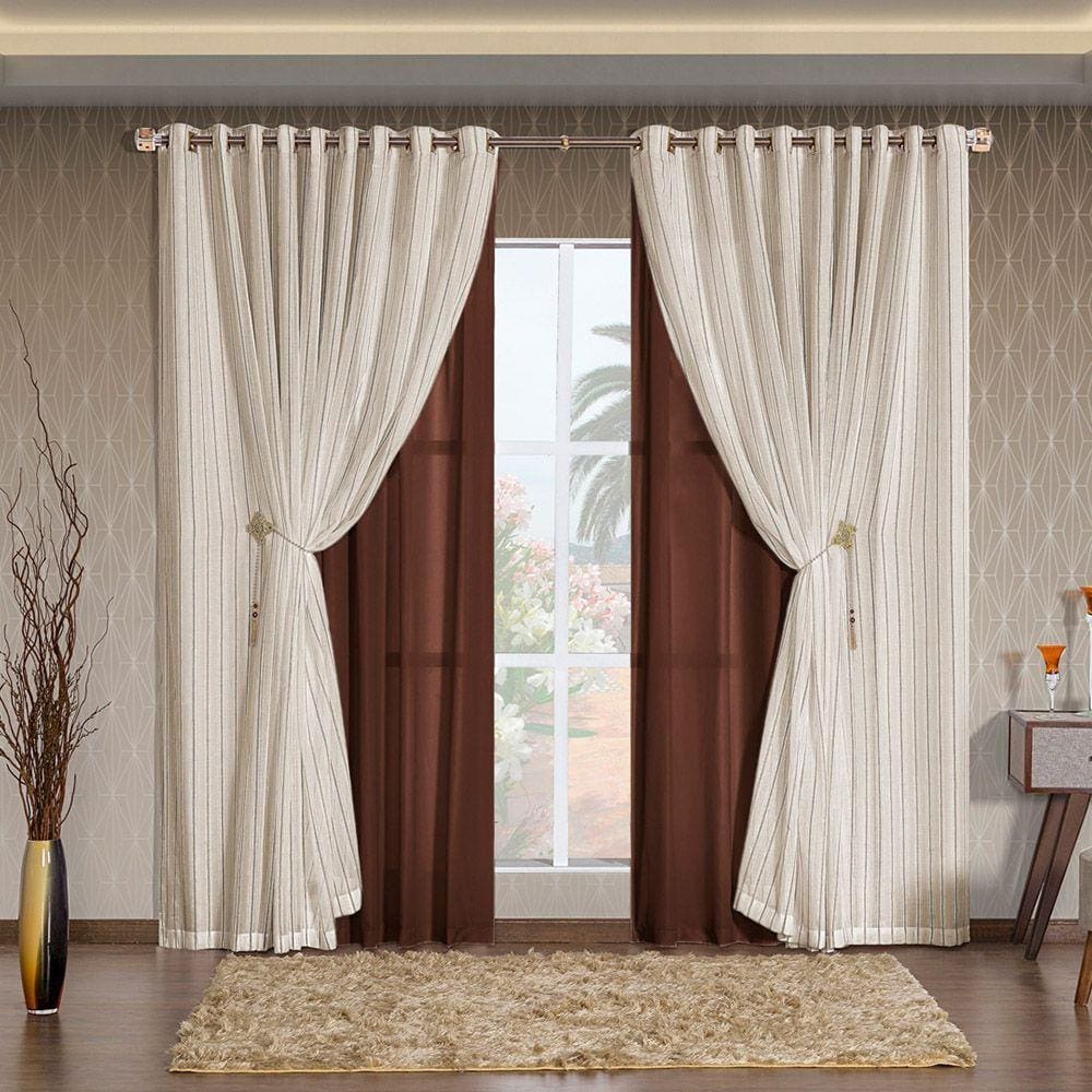 Cortina Ayla Tabaco 4,40m x 2,00m altura - Varão até 3m