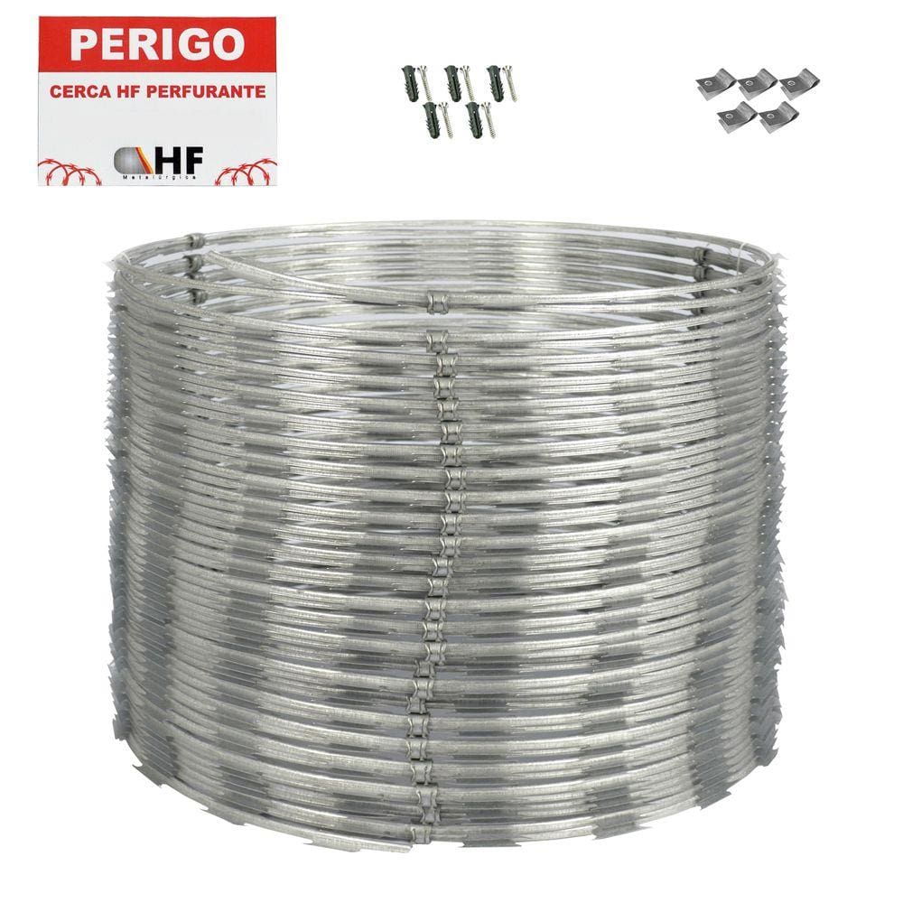 Cerca concertina dupla clipada galvanizada 30cm 05 metros