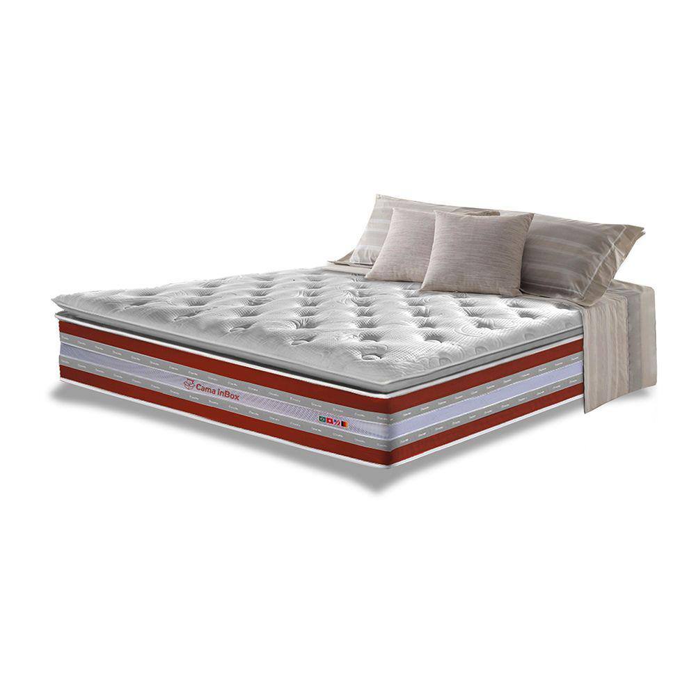 Colchão Casal de Molas Ensacadas D33 com Pillow TOP Cama inBox Select 138x188x32 Vermelho