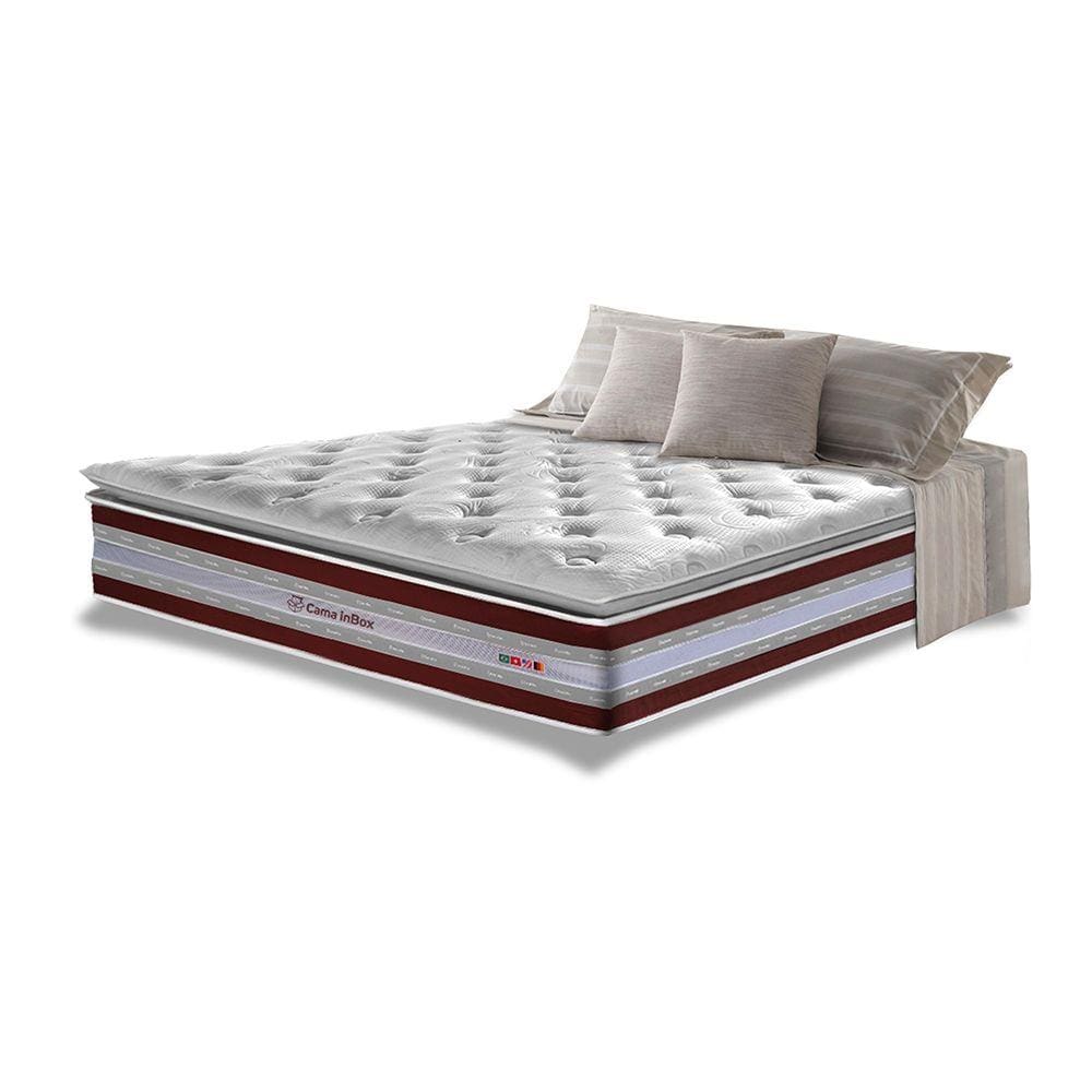 Colchão Queen de Molas Ensacadas D33 com Pillow TOP Cama inBox Select 158x198x32 Vinho