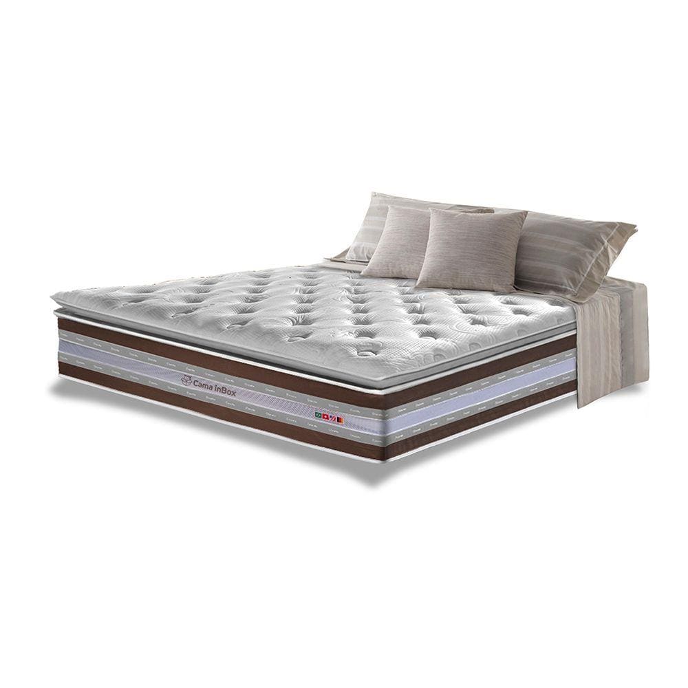 Colchão Queen de Molas Ensacadas D33 com Pillow TOP Cama inBox Select 158x198x32 Café