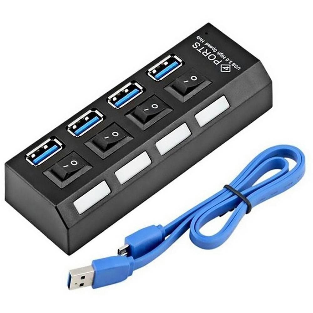 Hub Usb 3.0 com 4 Portas High Speed 5 Gbps com Teclas On/off Suporta Hd até 1tb