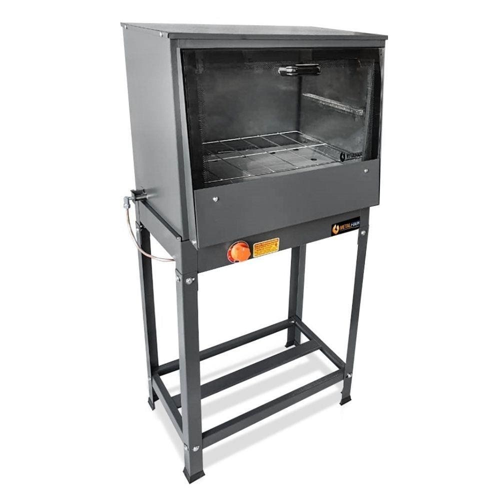 Forno à Gás com Cavalete Baixa Pressão Tampa de Vidro 66L - MetalFour