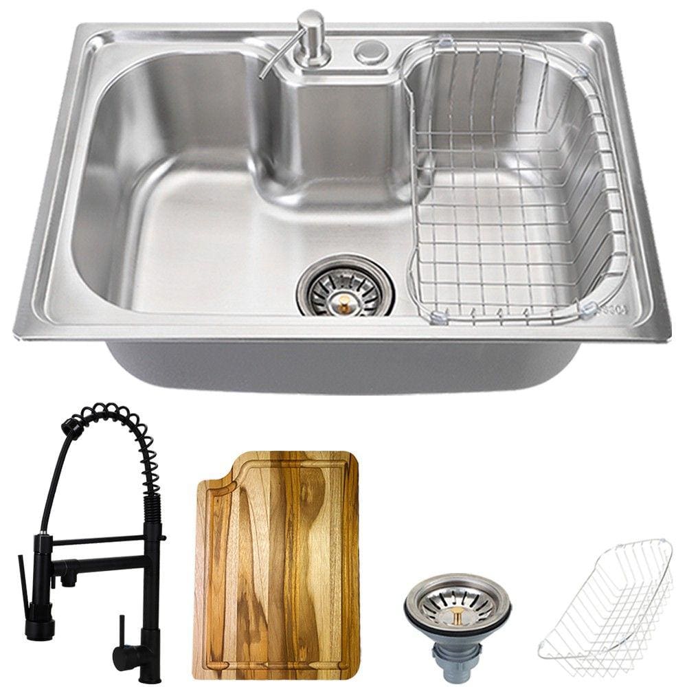 Cuba Para Cozinha Pia Inox Com Acessórios Tábua Carajás E Torneira Gourmet Monocomando Munim Preta Pingoo.casa