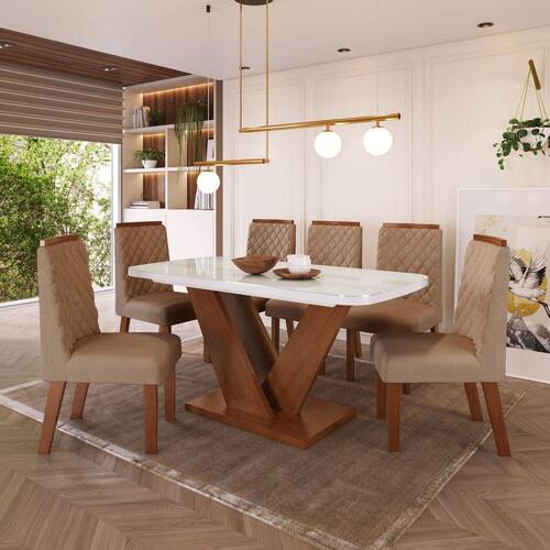 Conjunto para Sala de Jantar Mesa e 6 Cadeiras Yescasa Amendoa é boa?