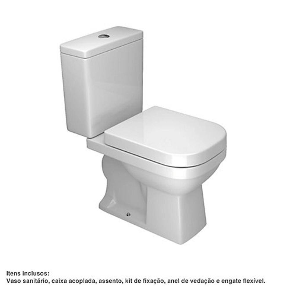 Kit Completo Vaso Sanitário com Caixa Acoplada e Assento Quadra Branco Deca