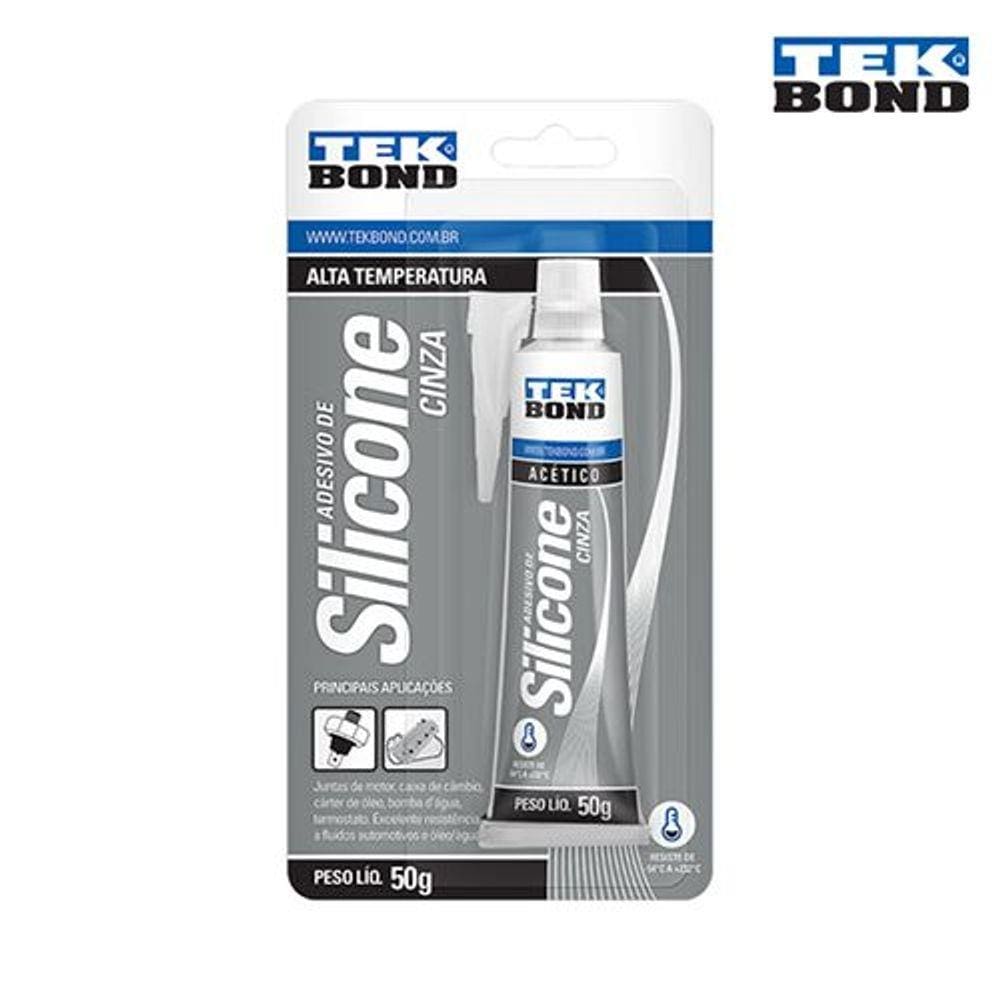 Silicone Acético 50g Cinza Blister Alta Temp - Tekbond