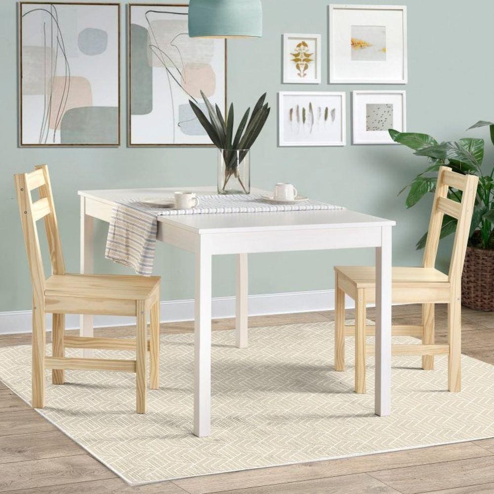 Mesa de Madeira Maciça com 2 Cadeiras Mandacaru CabeCasa MadeiraMadeira Branco