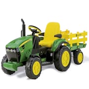 Trator Infantil Elétrico Criança Carrinho Com Carretinha 3 Anos até 40 Kg John Deere Ground Force 12 V Peg Perego