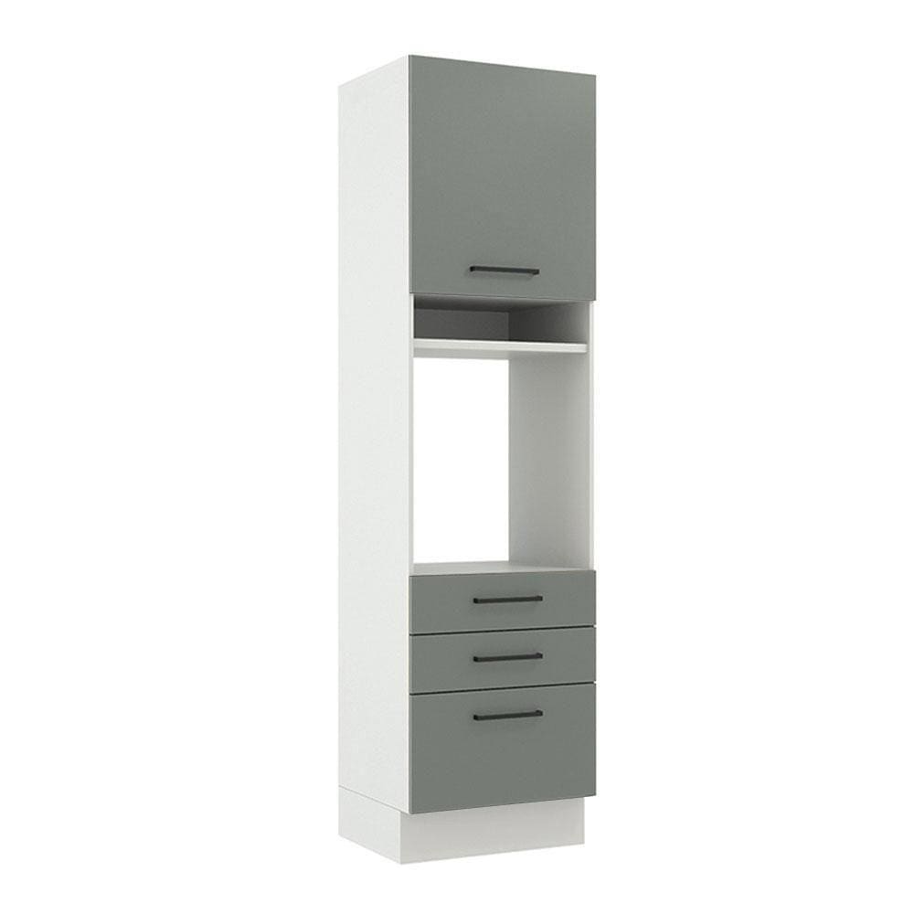 Torre Quente Madesa Agata 60 cm 1 Porta 3 Gavetas - Branco/Cinza