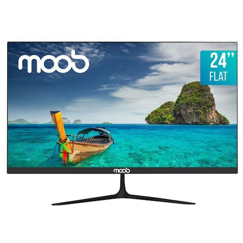 Monitor LED Full HD 24`` MOOB Flat Preto Menor preço em Monitor LED Full HD 24`` MOOB Flat Preto