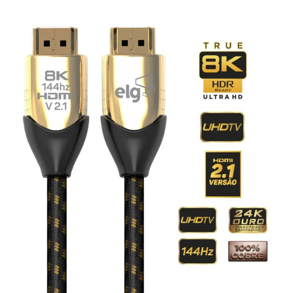 Cabo HDMI ELG HS8K20 2 Metros 2.1 8K Ultra High Speed com Ethernet