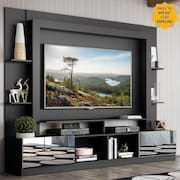 Rack c/ Painel TV 65" Portas c/ Espelho Oslo Multimóveis Preto