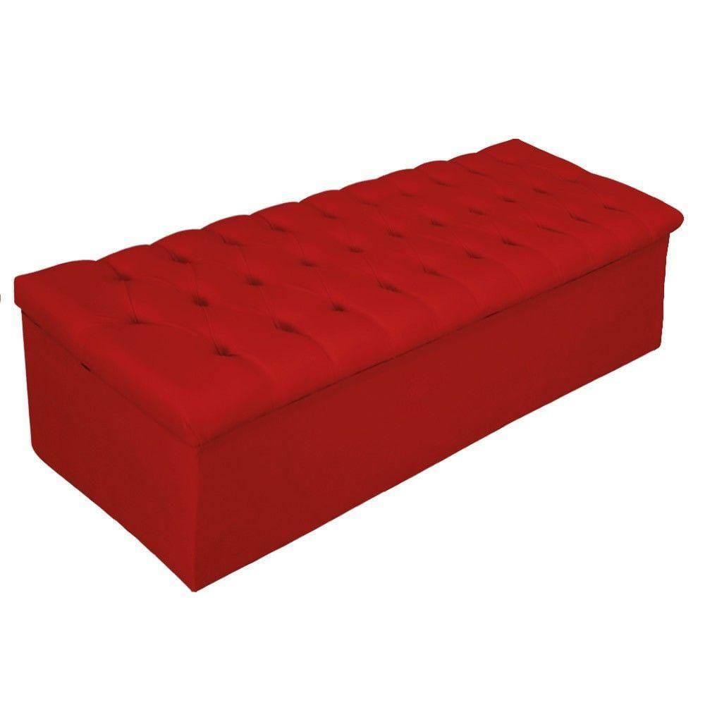 Calçadeira Baú Estofada 195cm King Size Suede Vermelho