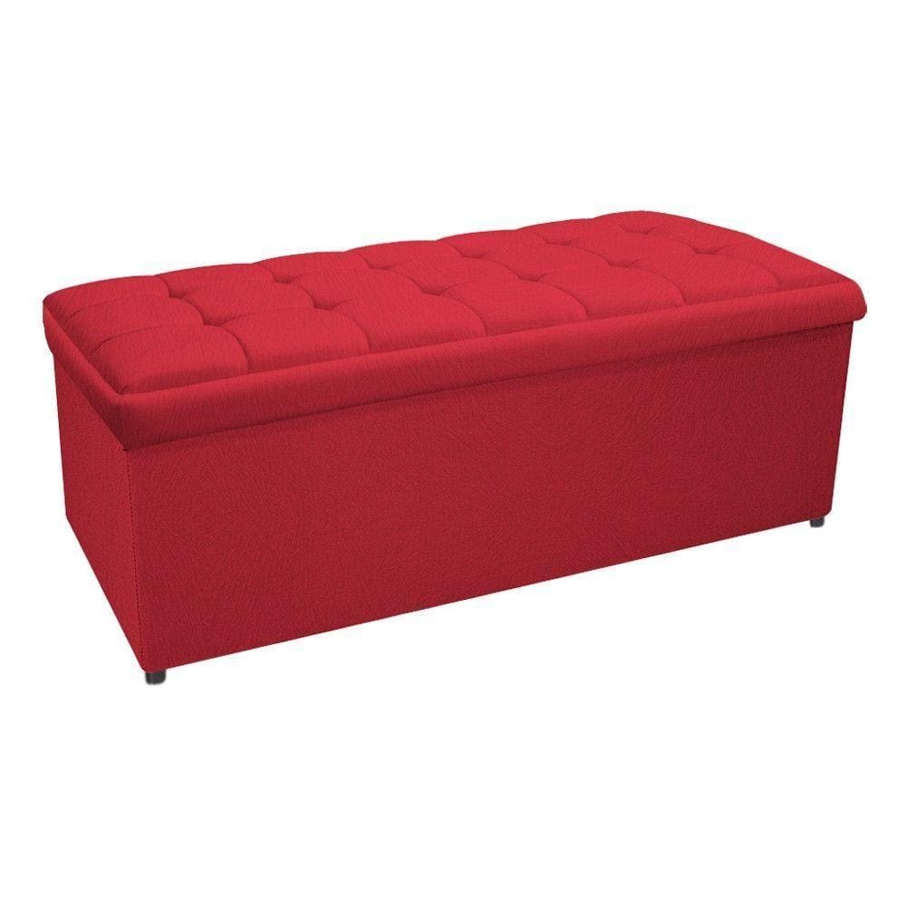 Calçadeira Copenhague 140cm Casal Suede Vermelho Adj Decor