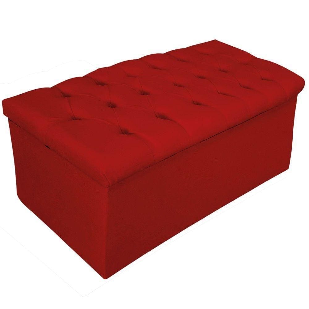 Calçadeira Baú Estofada 90cm Solteiro Vermelho Adj Decor