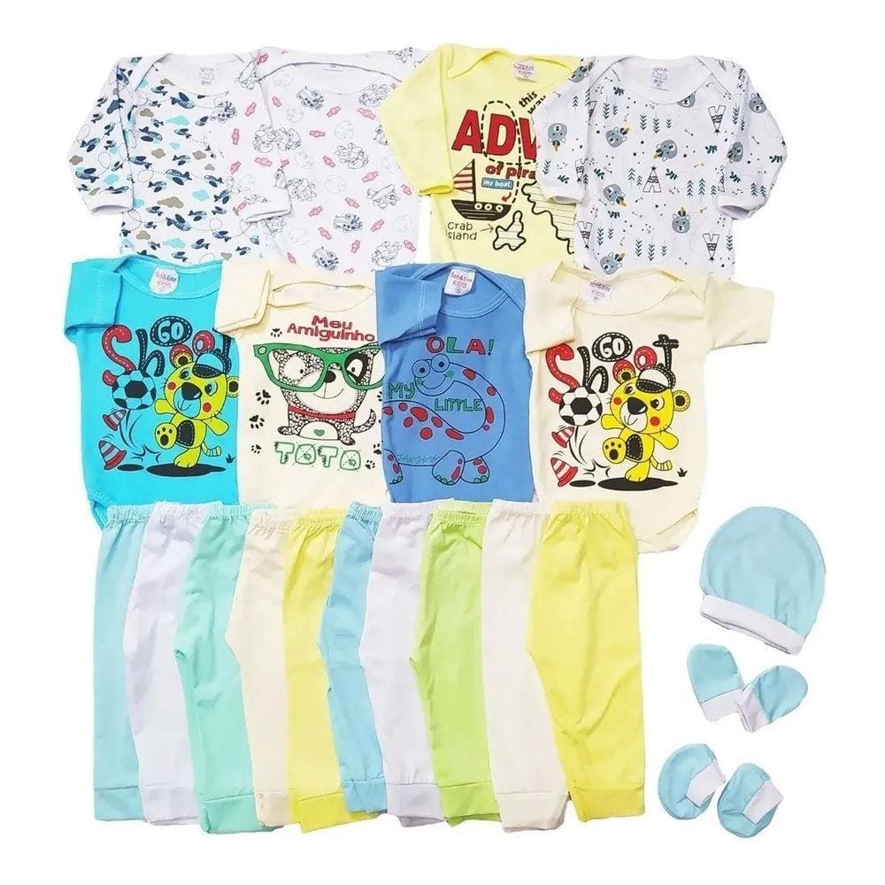 Kit Roupa de Bebê Maternidade 14 Peças Enxoval Body e Mijão