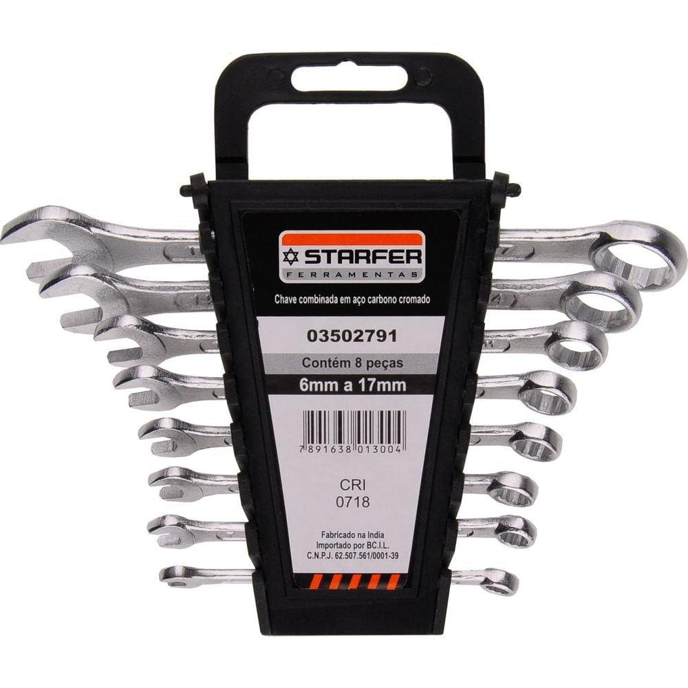 Jogo Chave Combinada Starfer 6 a 17mm 8 Peças