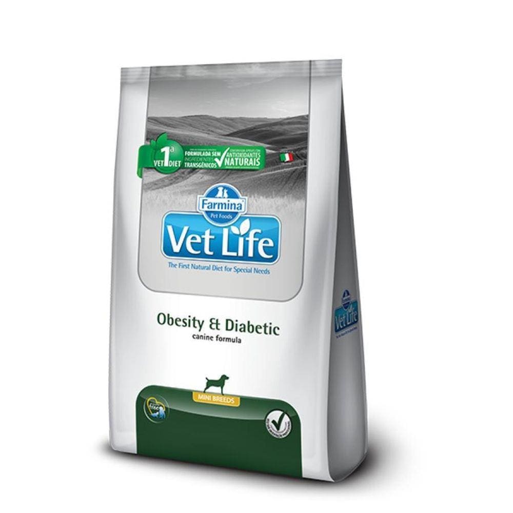 Ração Vet Life Natural Obesity E Diabetic Cães Mini 10,1Kg