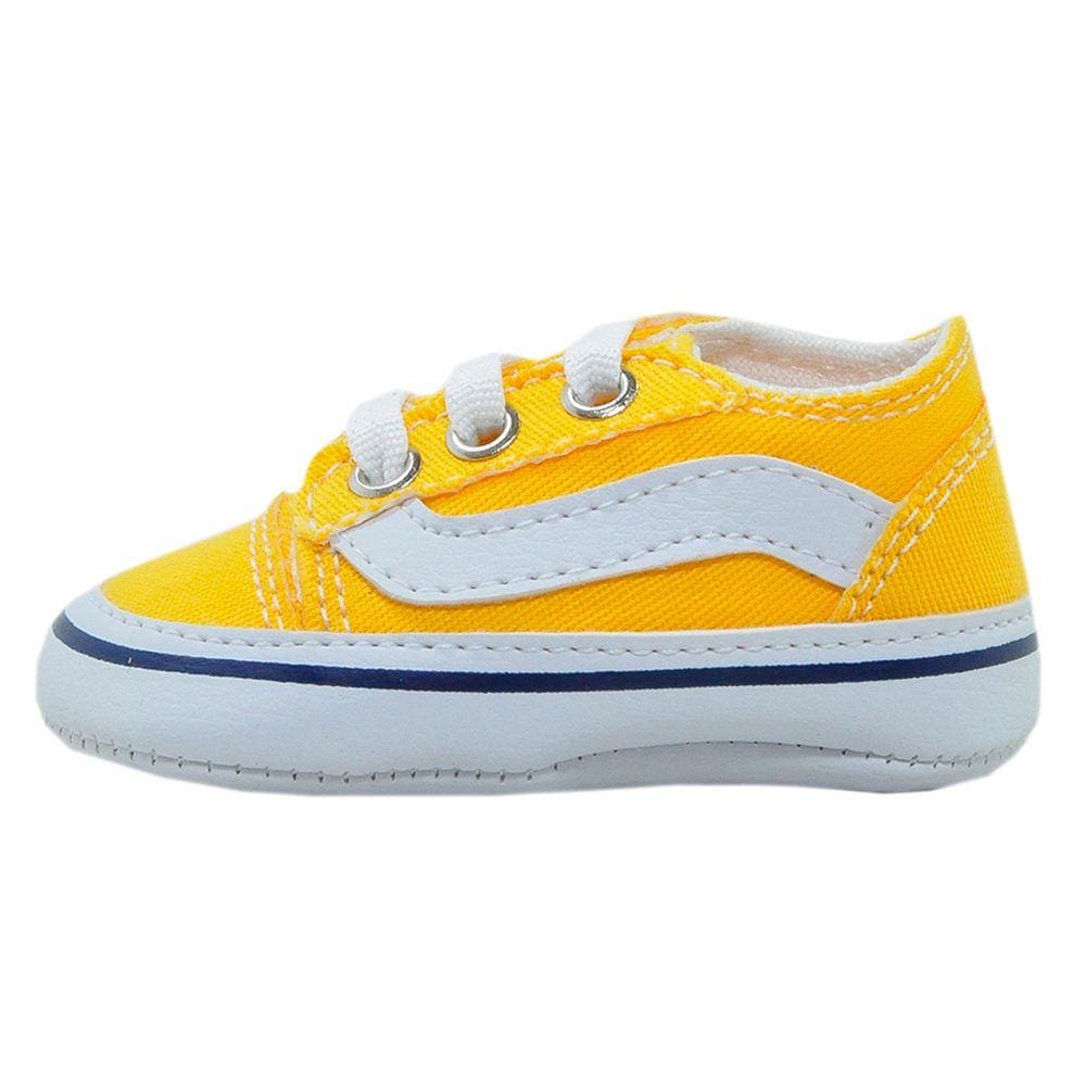 Tenis Retro Bebê Menino Amarelo e Branco Bicho de Pé Baby