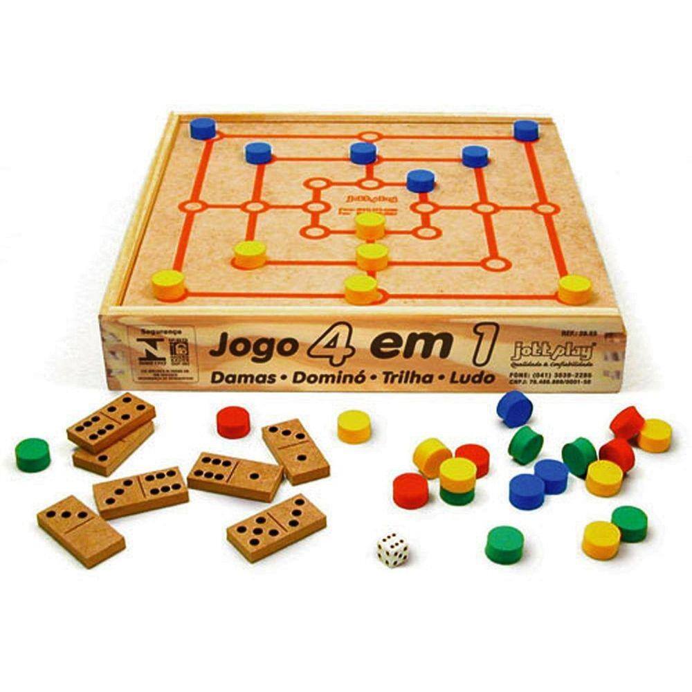 Jogo 4 em 1 - Xadrez, Ludo, Damas e Trilha - Tese Pedagógicos