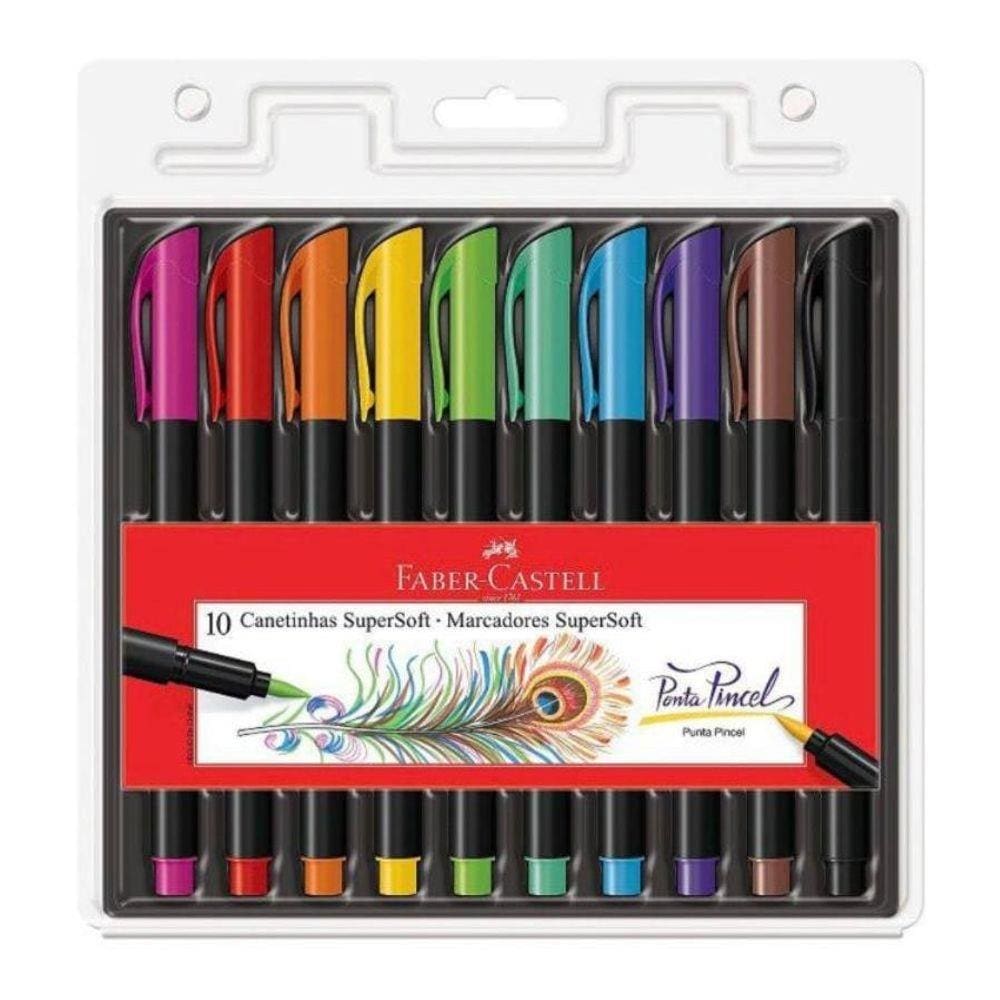Canetinha Hidrograf Faber Castell Supersoft Brushpen 10Cores