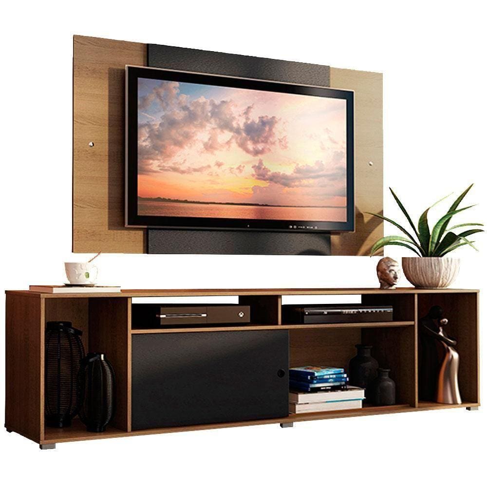Rack Cancun e Painel para Tv até 58” Rustic/preto Madesa