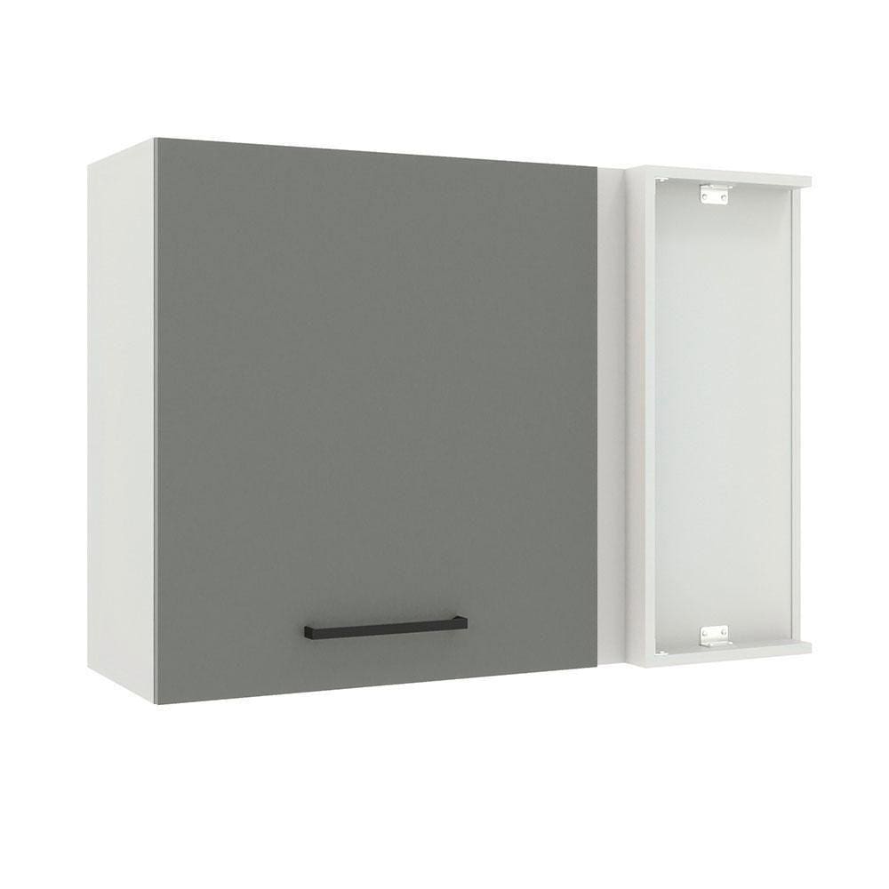 Armário Aéreo de Canto Madesa Agata 1 Porta Branco Cinza