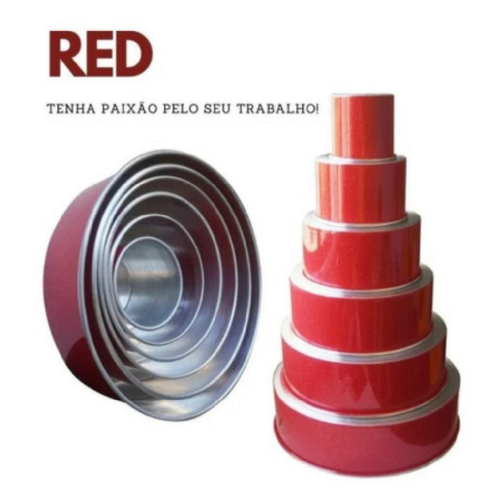 Conjunto De Formas Redondas Altas 6 Peças 10cm Vermelho
